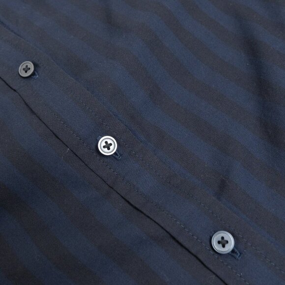 Everlane The Must-Have Shirt in Silky Cotton Navy Black Striped Relaxed Fit - Picture 9 of 14